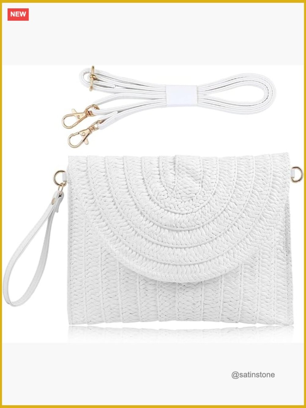 Straw Woven Envelope Clutch Crossbody Bag Summer Beach Handbag